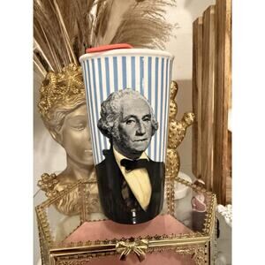 George Washington Travel Tall Mug Tumbler Lid Striped Pop Art President America